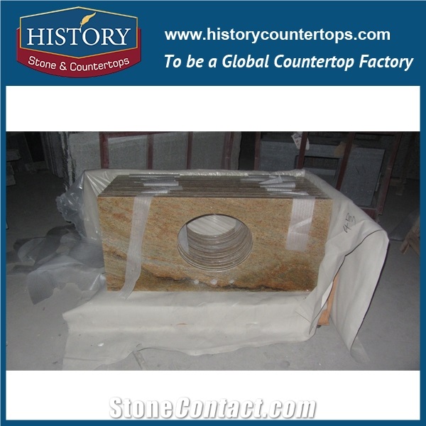 History Stone Hgj071 Madura Gold Radius Top Polished Surface Beautiful Pre Cut Modular Replacement Optionss for Apartment Bath Countertops & Vanity Top