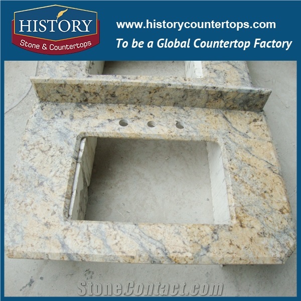 History Stone Hgj108 Sunny Flower Flat Standard Laminated Irregular Shape Special Polished High Glossiness Countertops Vanity Top for Irregular Design