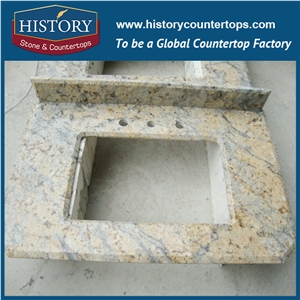 History Stone Hgj108 Sunny Fower Laminate Bullmose Prefab Polishing Granite Indoor Unfinished Stone Countertops & Vanity Top for Residental Bathroom