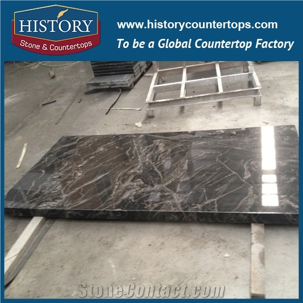 History Stone Hgj158 Cosmic Black Double Bullnose Finish Customized American Standard Solid Surface Countertops & Vanity Tops for Usa Furniture Market