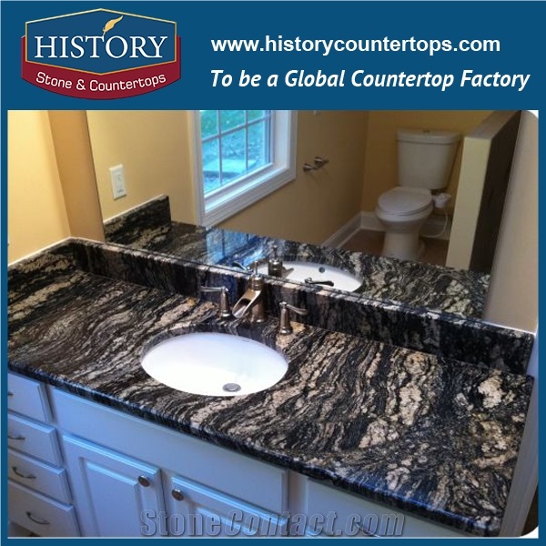 History Stone Hgj158 Cosmic Black Double Bullnose Finish Customized American Standard Solid Surface Countertops & Vanity Tops for Usa Furniture Market