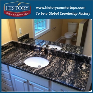 History Stone Hgj158 Cosmic Black Double Bullnose Finish Customized American Standard Solid Surface Countertops & Vanity Tops for Usa Furniture Market
