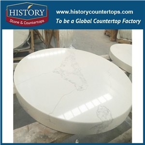 History Stone Hq5063 Calacatta Nuvo Customized Edges Hand-Made Cutting No Stain Engineered Quartz Countertop for Boutique Island Top & Table Top
