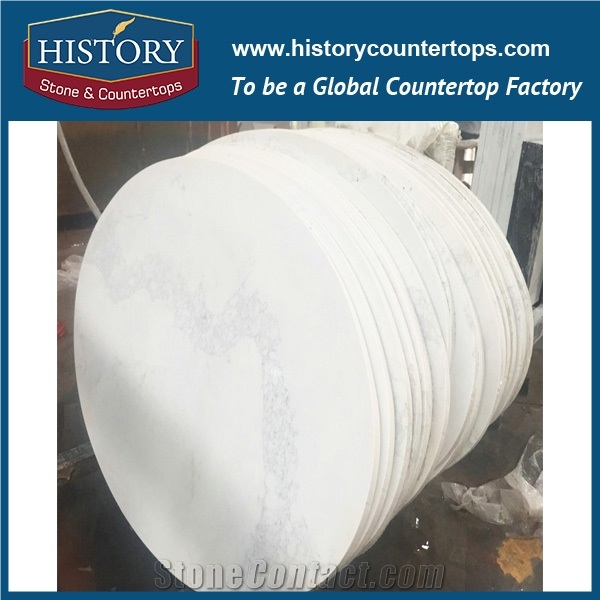 History Stone Hq5063 Calacatta Nuvo Engineered Stone Sparkle Composite Artificial Quartz Countertop for Indoor Worktops & Round Table Top