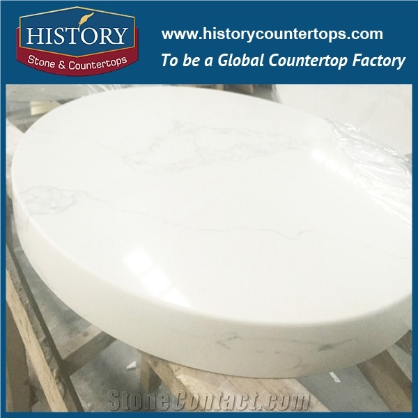 History Stone Hq5063 Calacatta Nuvo Prefab Man-Made Composite Quartz Stone Table Top & Island Top for Furniture Easy Maintain with High Hardness