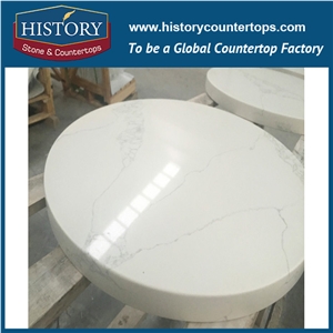 History Stone Hq5063 Calacatta Nuvo Prefab Man-Made Composite Quartz Stone Table Top & Island Top for Furniture Easy Maintain with High Hardness