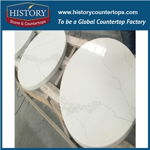 History Stone Hq5063 Calacatta Nuvo Straight Shape Artifical Quartz Countertop Custom Size with High Gloss and Hardness for Table Tops & Worktops