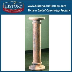 History Stone Modern Classic Decorative Carved Brown Marble Stone Square Pedestal Columns Design Garden Flower Bases Column Decorative Building Pillar