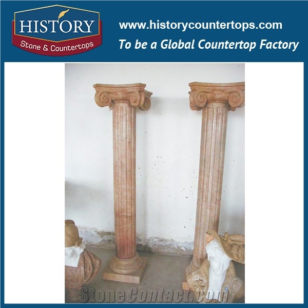 History Stone Modern Classic Decorative Carved Brown Marble Stone Square Pedestal Columns Design Garden Flower Bases Column Decorative Building Pillar