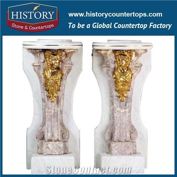 History Stone Modern Classic Decorative Carved Brown Marble Stone Square Pedestal Columns Design Garden Flower Bases Column Decorative Building Pillar