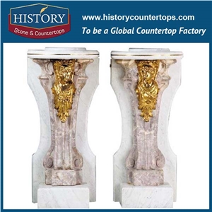 History Stone Modern Classic Decorative Carved Brown Marble Stone Square Pedestal Columns Design Garden Flower Bases Column Decorative Building Pillar
