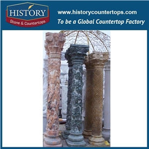 History Stone Modern Classic Decorative Carved Brown Marble Stone Square Pedestal Columns Design Garden Flower Bases Column Decorative Building Pillar