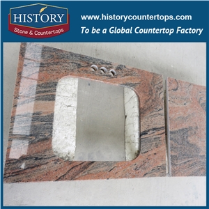 History Stone Multicolor Red Granite Easy Maintain Custom Cut Polished Finish Solid Surface for Countertops & Kitchen Island Top