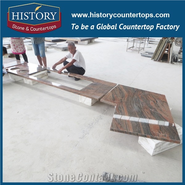 History Stone Multicolor Red Granite Easy Maintain Custom Cut Polished Finish Solid Surface for Countertops & Kitchen Island Top