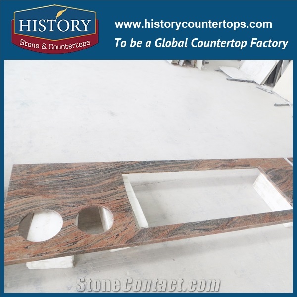 History Stone Multicolor Red Granite Easy Maintain Custom Cut Polished Finish Solid Surface for Countertops & Kitchen Island Top