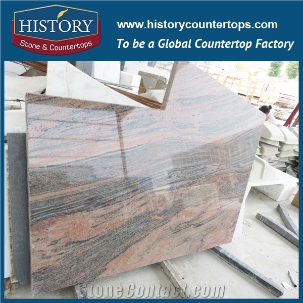 History Stone Multicolor Red Granite Easy Maintain Custom Cut Polished Finish Solid Surface for Countertops & Kitchen Island Top