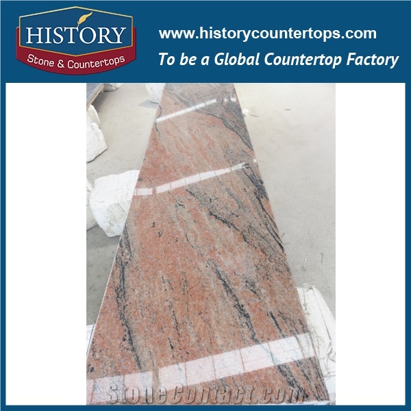 History Stone Multicolor Red Granite Easy Maintain Custom Cut Polished Finish Solid Surface for Countertops & Kitchen Island Top
