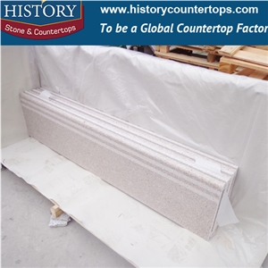 History Stone New Type Beige Cream Granite Pure Hand Craft Customizable Cut High Gloss Durable Stairs & Steps for Apartment