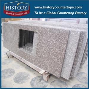 History Stone Peach Red Granite Flat Edges Eased Pre Cut Custom Integrated Kitchen Solid Countertops & Bar Tops for Apartment Use