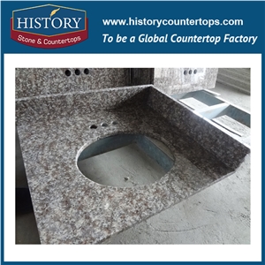 History Stone Peach Red Granite Flat Edges Eased Pre Cut Custom Integrated Kitchen Solid Countertops & Bar Tops for Apartment Use
