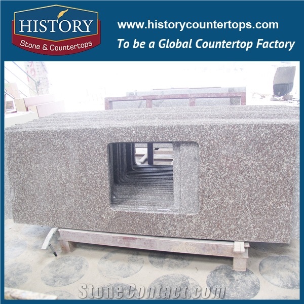 History Stone Peach Red Latest Granite Standard Size Flat Edges Products Molded Prefab High Gloss Choices for Countertops & Island Top