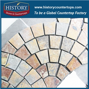 History Stone Polished Rusty Surface Granite Cube Stone Mat Round Shape Hotel and Restaurant Lobby Decorative Floor Covering Stone