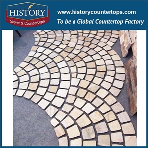 History Stone Polished Rusty Surface Granite Cube Stone Mat Round Shape Hotel and Restaurant Lobby Decorative Floor Covering Stone