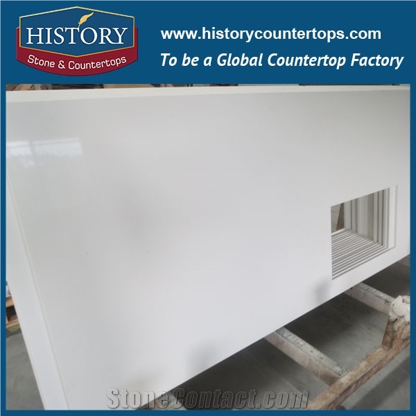 History Stone Pure White Quartz Shaped Honed Composite Laminate for Solid Surface Office Furniture with Faux Countertops & Kitchen Tops