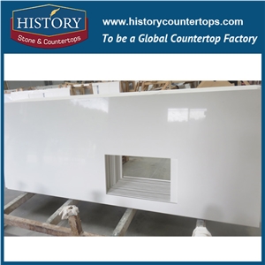 History Stone Pure White Quartz Shaped Honed Composite Laminate for Solid Surface Office Furniture with Faux Countertops & Kitchen Tops