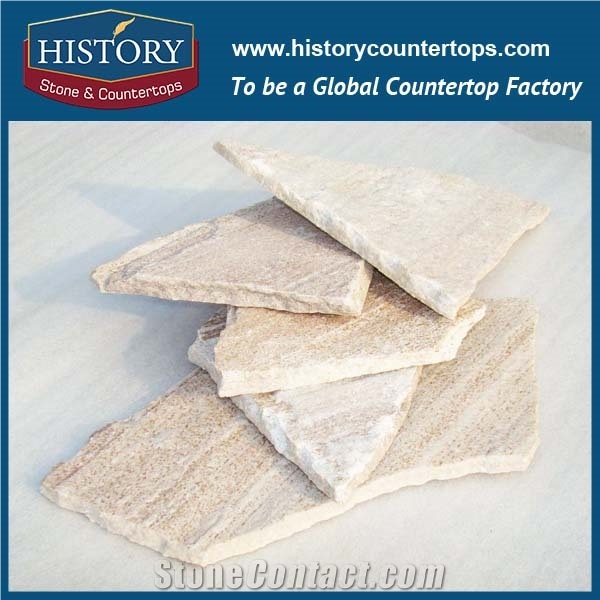 History Stone Slate Stone Random Flagstone for Garden Pavers, Natural Beige Color Building Decorative Stone