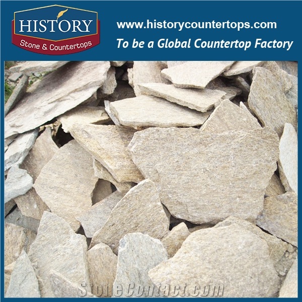 History Stone Slate Stone Random Flagstone for Garden Pavers, Natural Beige Color Building Decorative Stone