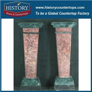 History Stone Small Galala Beige Marble Stone Flowerpot Bases Columns Design Roman Style Round Wedding Column Sculptured Pillars