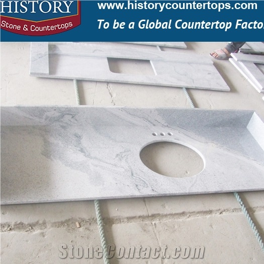 History Stone Stellar Snow Quartz Smooth Surface Waterproof Professional Cut-To-Size Countertops & Kitchen Island Tops for Reataurant