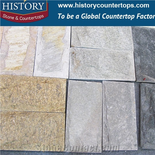 History Stone Tiger Yellow Black Grey Mushroom Slate, Mushroomed Slate Tiles for Wall Cladding