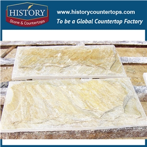 History Stone Yellow Rustic Irregular Dimension Slate Real Mushroomed Stone for Decorative Internal and External Walling