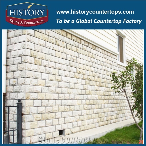 History Stone Yellow Rustic Irregular Dimension Slate Real Mushroomed Stone for Decorative Internal and External Walling