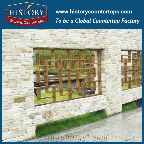 History Stone Yellow Rustic Irregular Dimension Slate Real Mushroomed Stone for Decorative Internal and External Walling