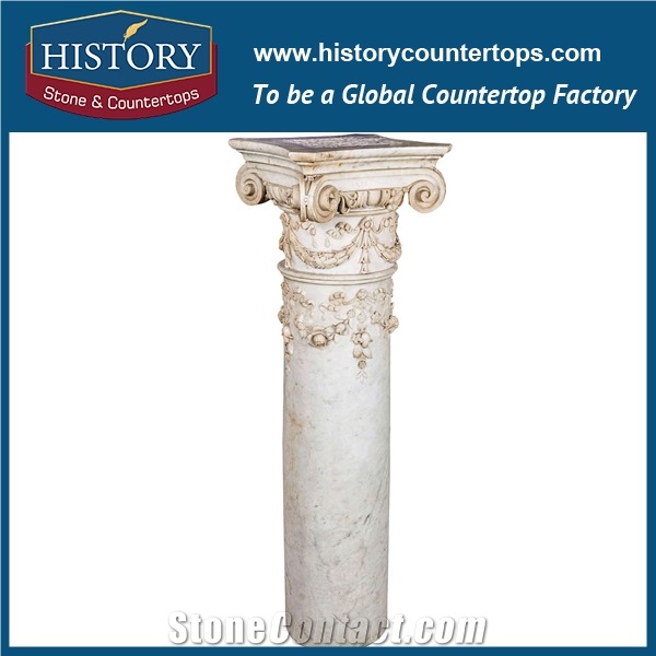History Stones 2017 China New Greek Roman Style Product Beautiful Colums Caps Design Polished Surface Home Decoration Pillars
