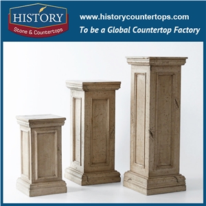 History Stones 2017 Natural Well Quality Decorative Greek Beige Limestone Columns for Sale Defferent Sizes Indoor Decorative Pillars