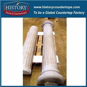 History Stones 2017 New Design Galala Beige Marble Antique Architectural Decoration Stone Columns Wholesale House Gate Garden Pillars
