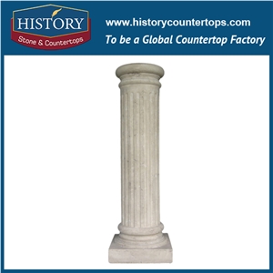 History Stones 2017 New Design Galala Beige Marble Antique Architectural Decoration Stone Columns Wholesale House Gate Garden Pillars