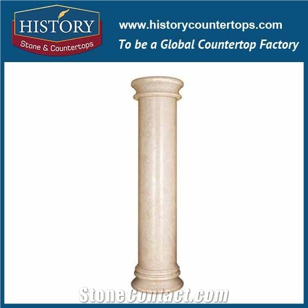 History Stones 2017 New Design Galala Beige Marble Antique Architectural Decoration Stone Columns Wholesale House Gate Garden Pillars