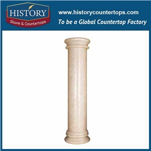 History Stones 2017 New Design Galala Beige Marble Antique Architectural Decoration Stone Columns Wholesale House Gate Garden Pillars