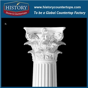 History Stones 2017 New Design Galala Beige Marble Antique Architectural Decoration Stone Columns Wholesale House Gate Garden Pillars