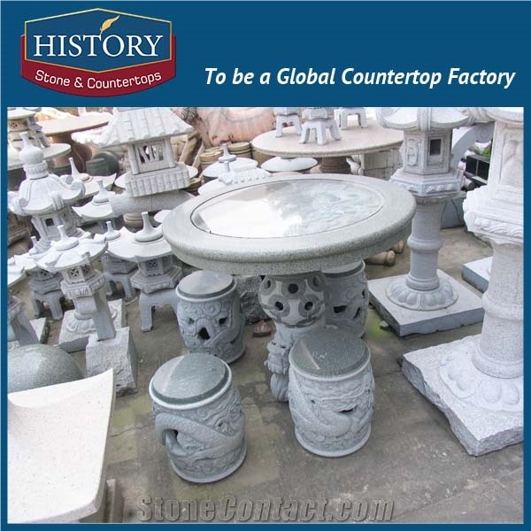 History Stones 2017 New Style Modern Green Granite Strong Outdoor Irregular Shaped Park Garden Ornamental Bench & Table