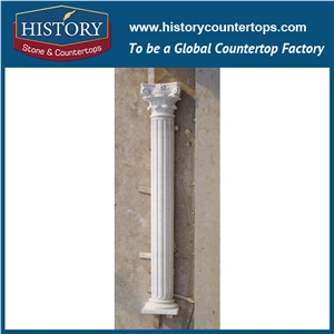 History Stones 2017 Popular Nice Roman Art Round Column Latest Design Pure White Marble Stone Customized Home Decorative Pillars
