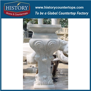 History Stones Cheap Pillars Roman Column Outdoor Stone Columns Flower Carving Design Natural Grey Marble Standard Mold Guide Pillar