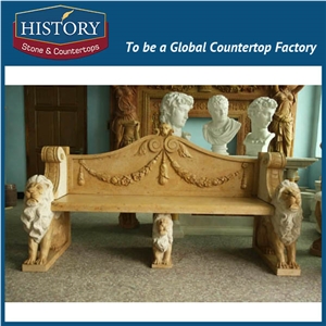History Stones China Ladscaping Stone Beautiful Brown Marble Flower Carved Backset Design Garden Park Ornamental Bench