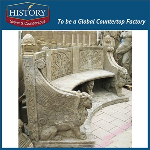 History Stones China Ladscaping Stone Beautiful Brown Marble Flower Carved Backset Design Garden Park Ornamental Bench