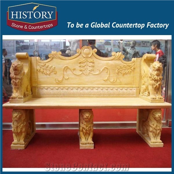 History Stones China Simple Style Groove Back Set Pure White Marble Chairs Design Perfect Indoor Exhibition Ornamental Bench
